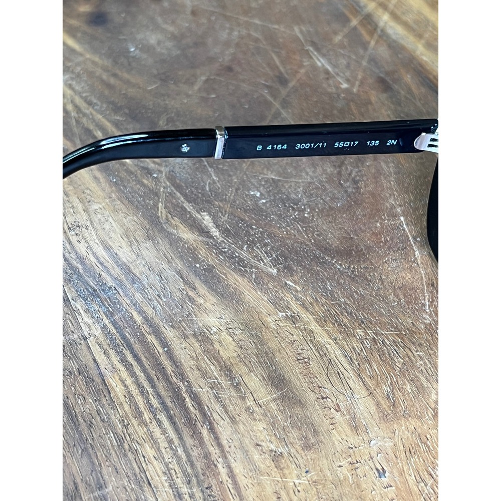 Burberry B 4164 3001/11 Black Cat Eye Sunglasses Check Temple Made in Italy 55mm - Picture 8 of 11